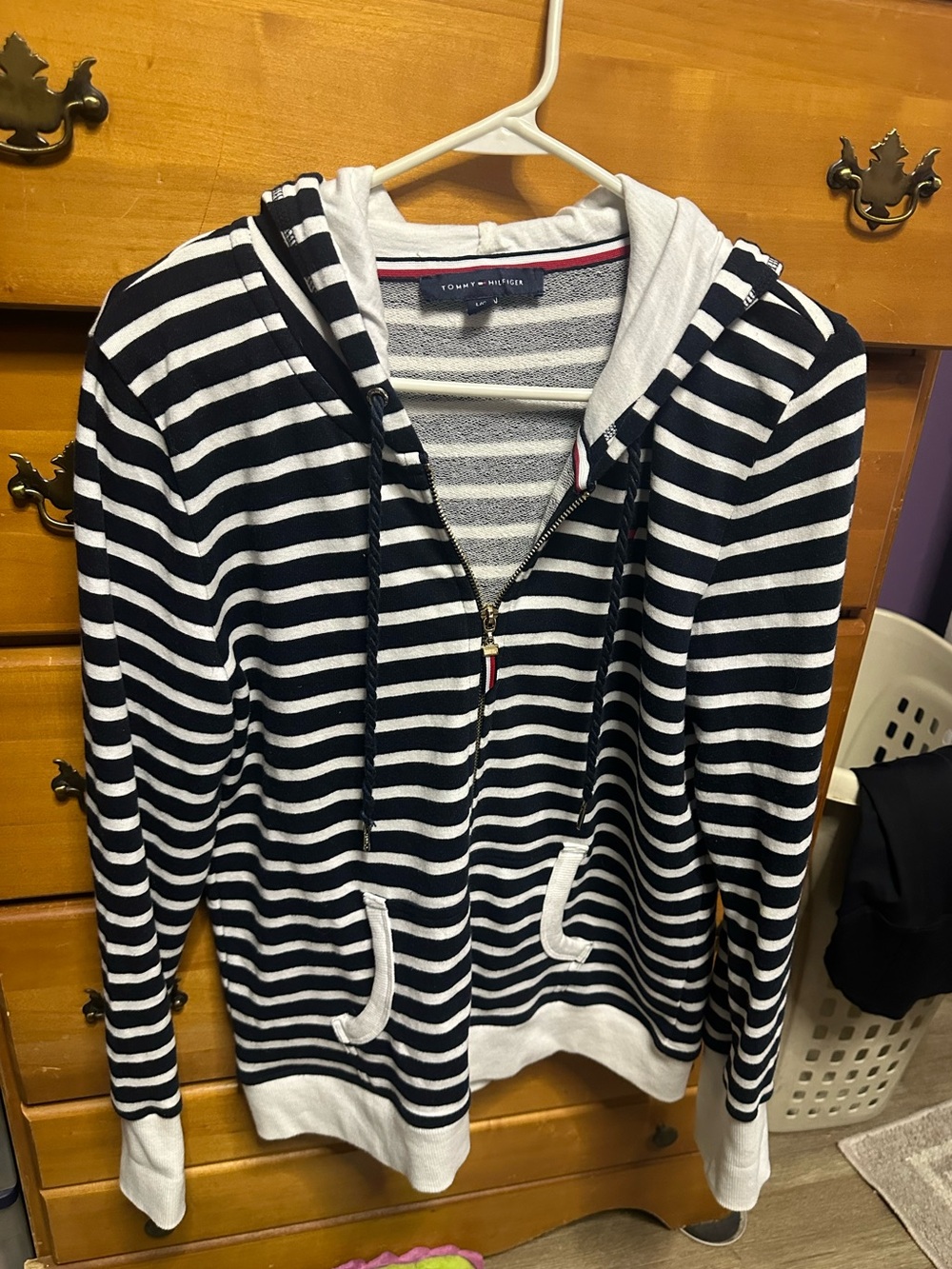 Tommy Hilfiger woman’s Navy & White Striped Zip Hoodie
